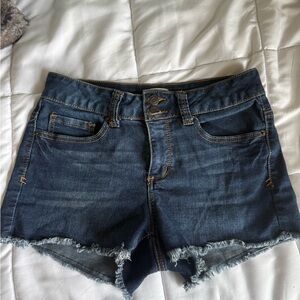 Mudd Dark Blue Denim Frayed Cutoff Shorts